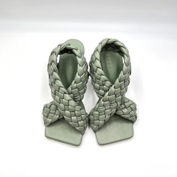 Asos Women's EU 35 US 4 Sage Green Braided Heels Sandals Mules Shoes - Picture 3 of 13